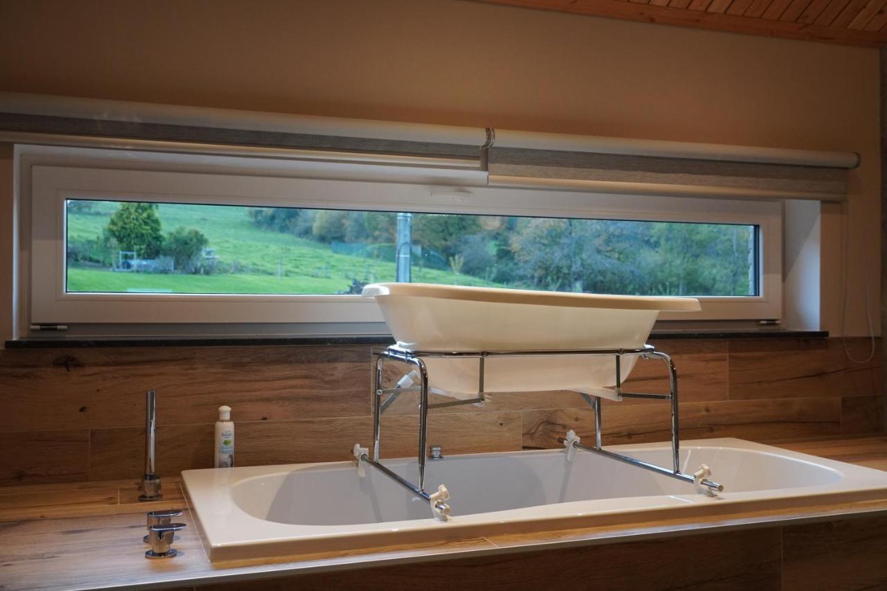 Petite perle en Haute Ardenne avec vue sur la vallée, cabine infra-rouge et bain balnéo Lierneux Esterno foto